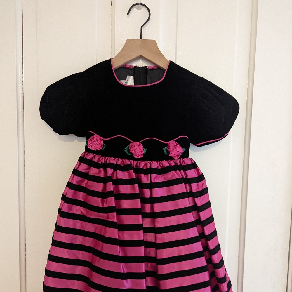 Bonnie Jean NY black and pink formal dress with cute flowers size 5 - Picture 3 of 8